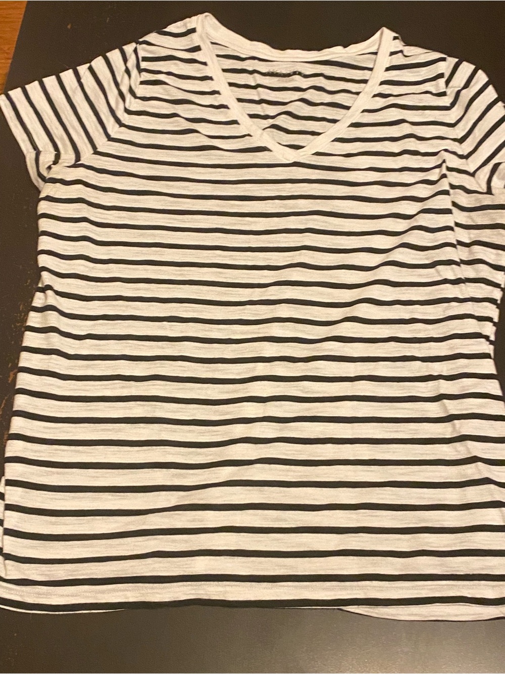 Ava & Viv Black and White Striped V-Neck Tee